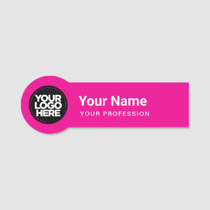 Shaped Employee Pin Name Tag Business Logo fuchsia
