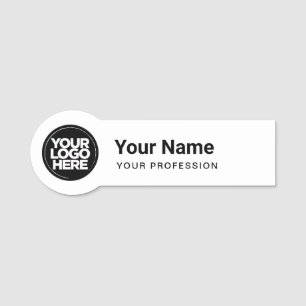 Shaped Employee Pin Round Logo White Name Tags