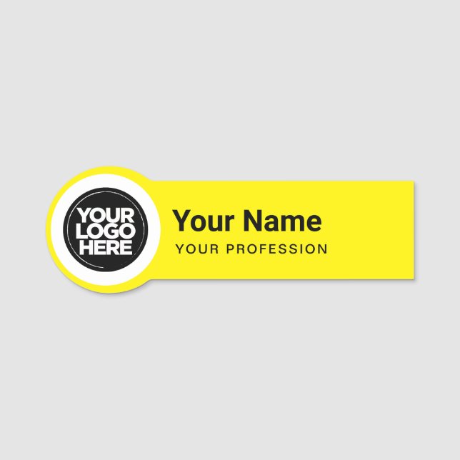 Shaped Employee Pin Round Logo Yellow Name Tag (Front)