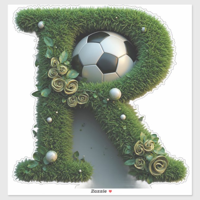 Shaped Grass Letter With Soccer Balls (Sheet)