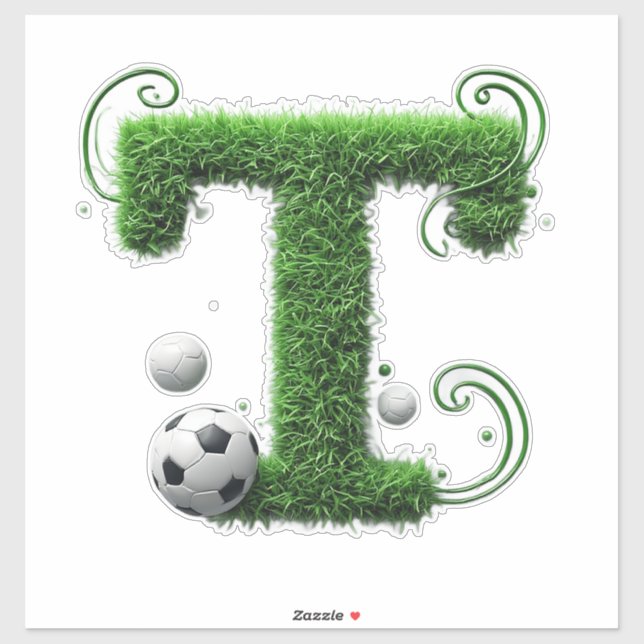 Shaped Grass Letter With Soccer Balls (Sheet)