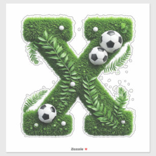Shaped Grass Letter With Soccer Balls