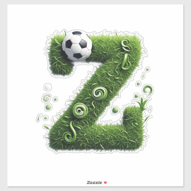 Shaped Grass Letter With Soccer Balls (Sheet)