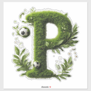 Shaped Grass Letter With Soccer Balls