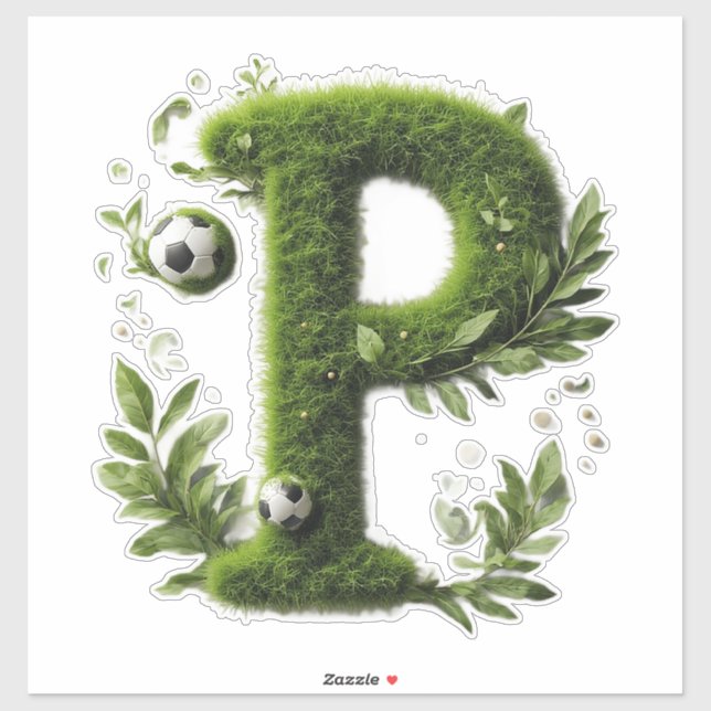 Shaped Grass Letter With Soccer Balls (Sheet)