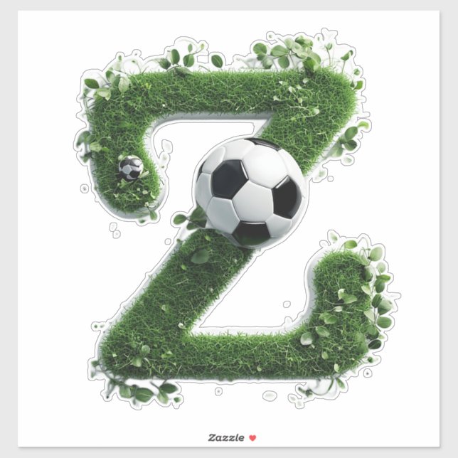 Shaped Grass Letter With Soccer Balls (Sheet)