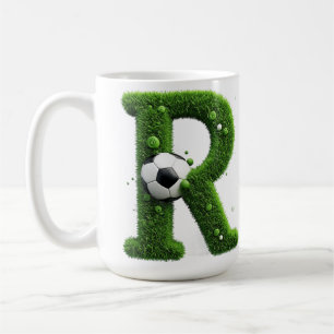 Shaped Grass Letter With Soccer Balls Coffee Mug