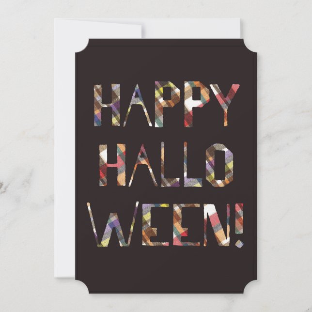 Shaped Halloween invite with Plaid letters (Front)