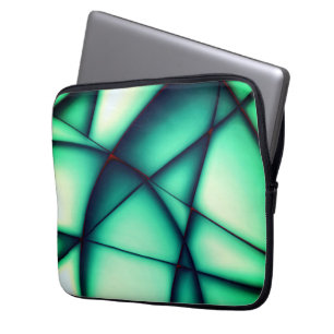 Shapeless cutouts raised, green to greenish beige laptop sleeve