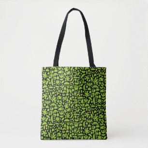 Shapes Abstract 140821 - Martian Green on Black Tote Bag