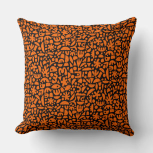 Shapes Abstract 140821 - Orange on Black Cushion