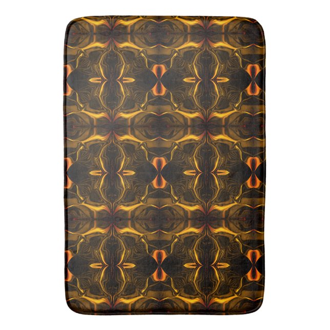 Shapes, 'gold strokes float' over dark background bath mat (Front Vertical)