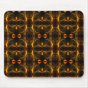 Shapes, 'gold strokes float' over dark background mouse mat