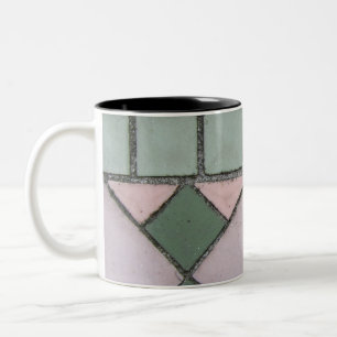 Shapes in Pink and Green Two-Tone Coffee Mug