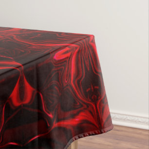 Shapes in red 'floating' on a black background. tablecloth