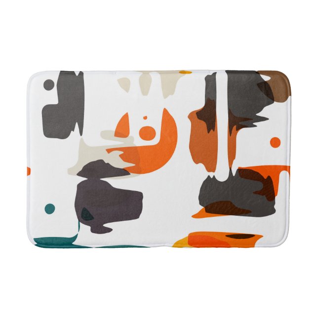 Shapes in retro colours abstract design bath mat (Front)