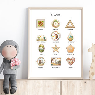 Shapes Poster – Preschool Learning Wall Art