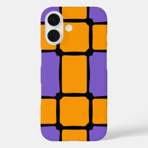 Shapes Squares Bold asymmetrical purple orange iPhone 16 Case