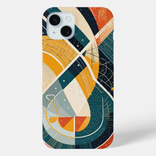 Shapes with colour dots and stripes iPhone 15 mini case