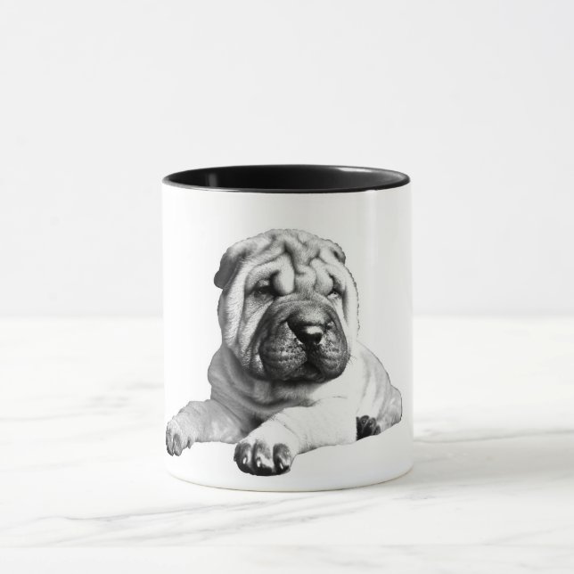 Shar Pei Black and White Mug (Center)