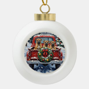 Shar Pei Christmas Red Truck Holiday Ceramic Ball Christmas Ornament