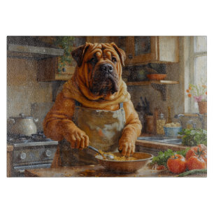 Shar-Pei Cooking in Kitchen Cutting Board