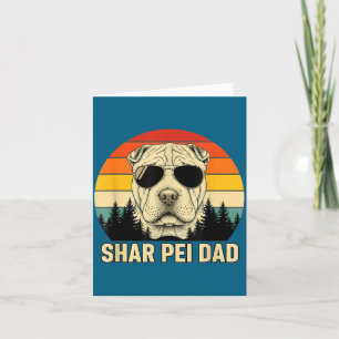 Shar Pei Dad Retro Sunset Design - Vintage Dog Dad Card