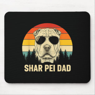 Shar Pei Dad Retro Sunset Design - Vintage Dog Dad Mouse Mat