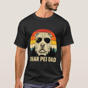 Shar Pei Dad Retro Sunset Design - Vintage Dog Dad T-Shirt