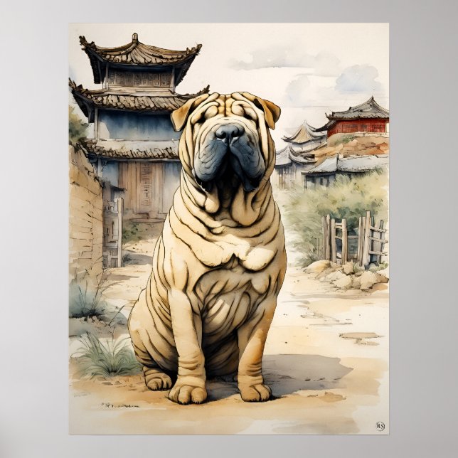 Shar Pei - Dog Art Print (Front)