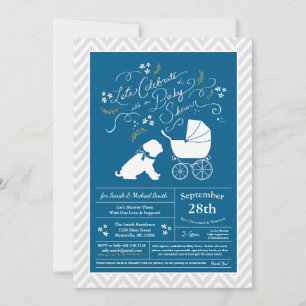 Shar-Pei Dog Baby Shower Blue Boy Invitation