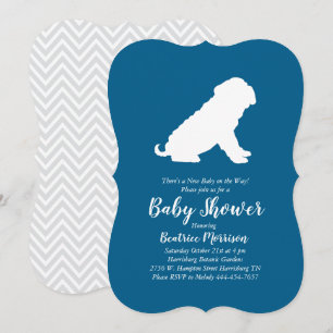 Shar-Pei Dog Baby Shower Blue Boy Invitation
