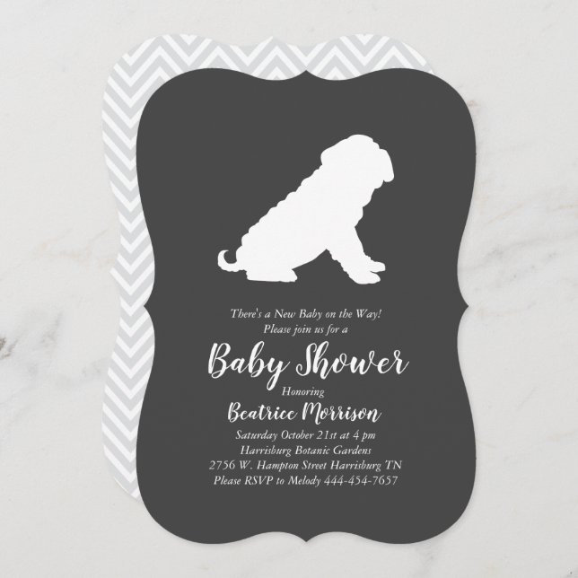 Shar-Pei Dog Baby Shower Gender Neutral Invitation (Front/Back)