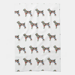 Shar-Pei Dog Breed Geo Silhouette Plaid Tea Towel