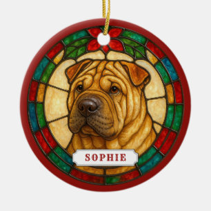 Shar Pei Dog Ceramic Circle Ornament