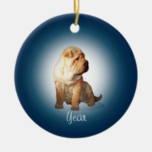Shar Pei Dog Ceramic Tree Decoration