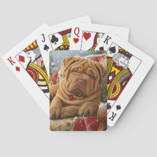 Shar Pei Dog Christmas Festive Playing Cards