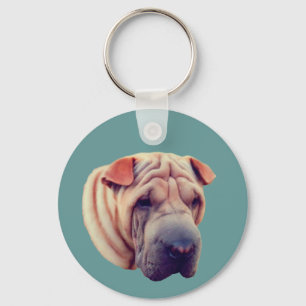 Shar Pei Dog Face Animal  Key Ring