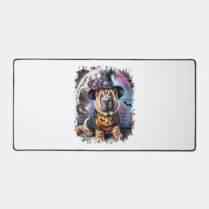 Shar Pei Dog Halloween Square Desk Mat