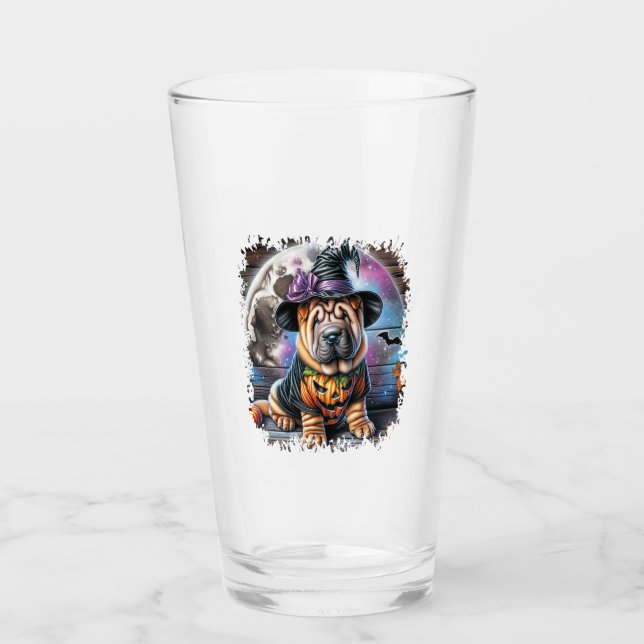 Shar Pei Dog Halloween Square Glass (Front)