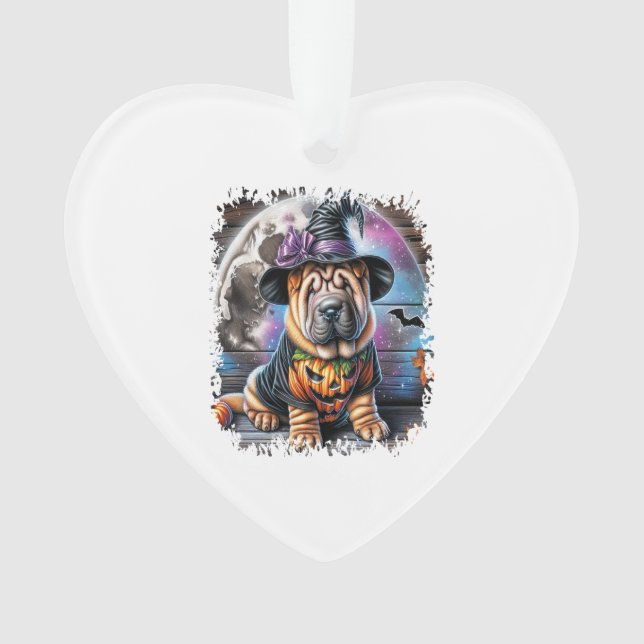 Shar Pei Dog Halloween Square Ornament (Front)