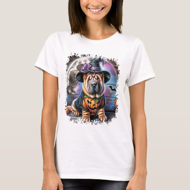 Shar Pei Dog Halloween Square T-Shirt (Front)
