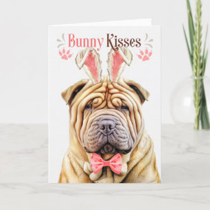 Shar Pei Dog in Bunny Ears for Easter Holiday Card