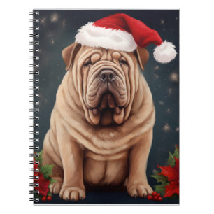 Shar Pei Dog in Snow Christmas  Notebook