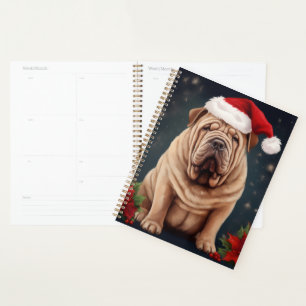 Shar Pei Dog in Snow Christmas  Planner