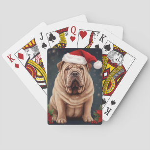 Shar Pei Dog in Snow Christmas  Playing Cards