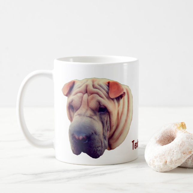 Shar Pei Dog Lover Personalised Coffee Mug (With Donut)