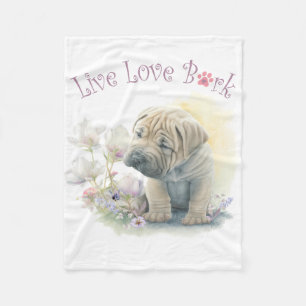 Shar-pei Dog Mum Floral Fleece Blanket
