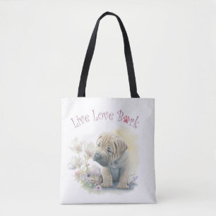 Shar-pei Dog Mum Floral Tote Bag