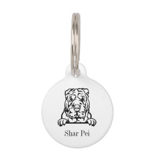 Shar Pei dog personalised name tag